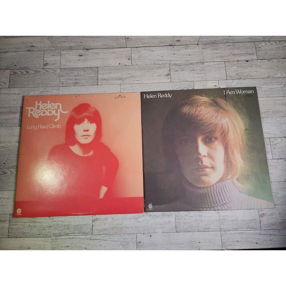 2 Vintage HELEN REDDY Vinyl Records I Am Woman & Long Hard Climb Albums 1970s